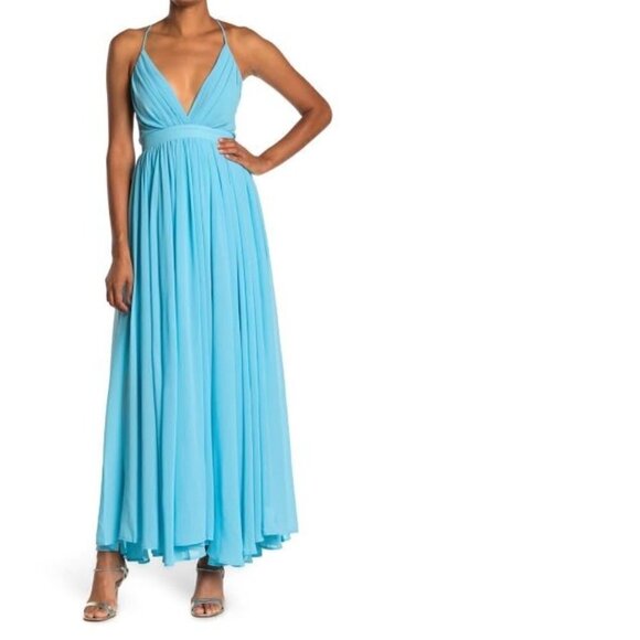 Meghan LA Enchanted Garden Maxi Dress -Turquoise Blue NWT Size XL - Picture 1 of 3